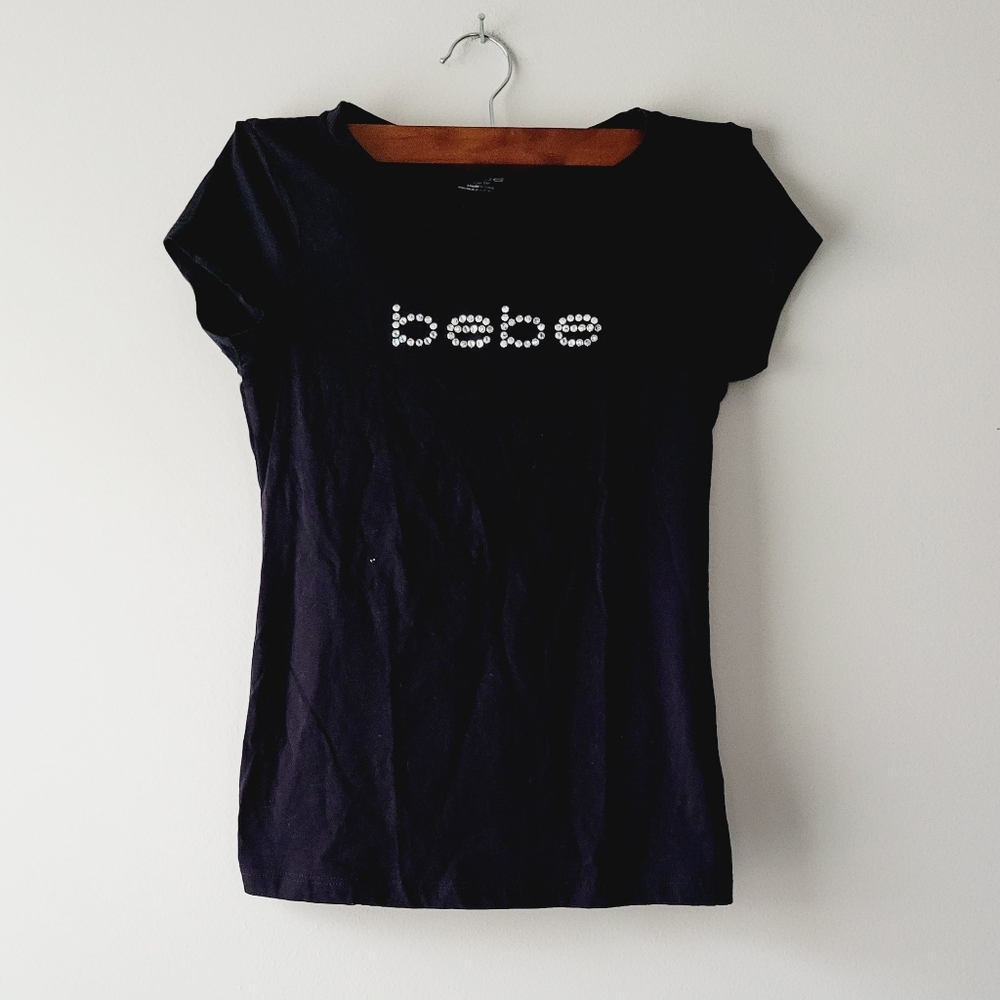 bebe black short sleeve round neck top Size XS Y2K